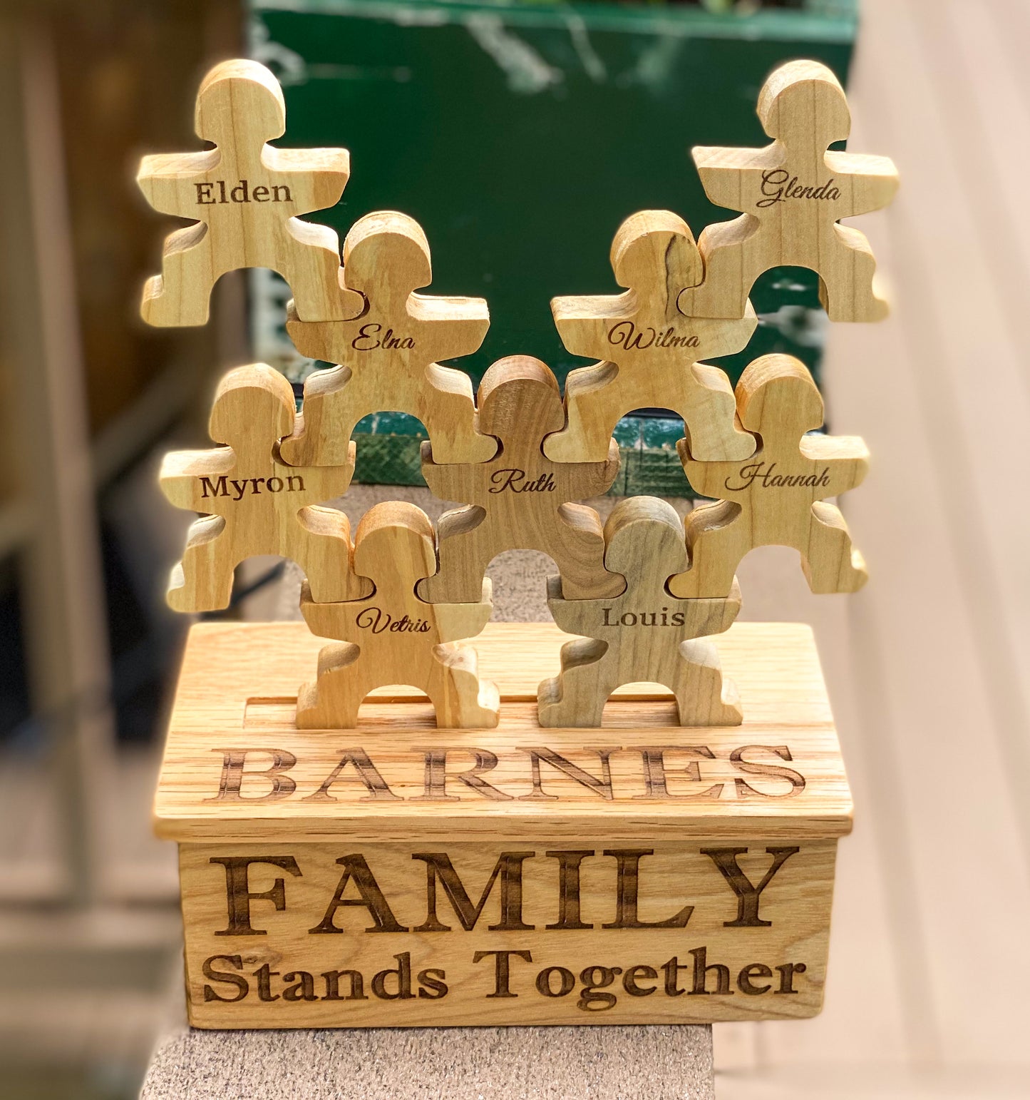 Family Stands Together stacking people with stand/display/storage box.