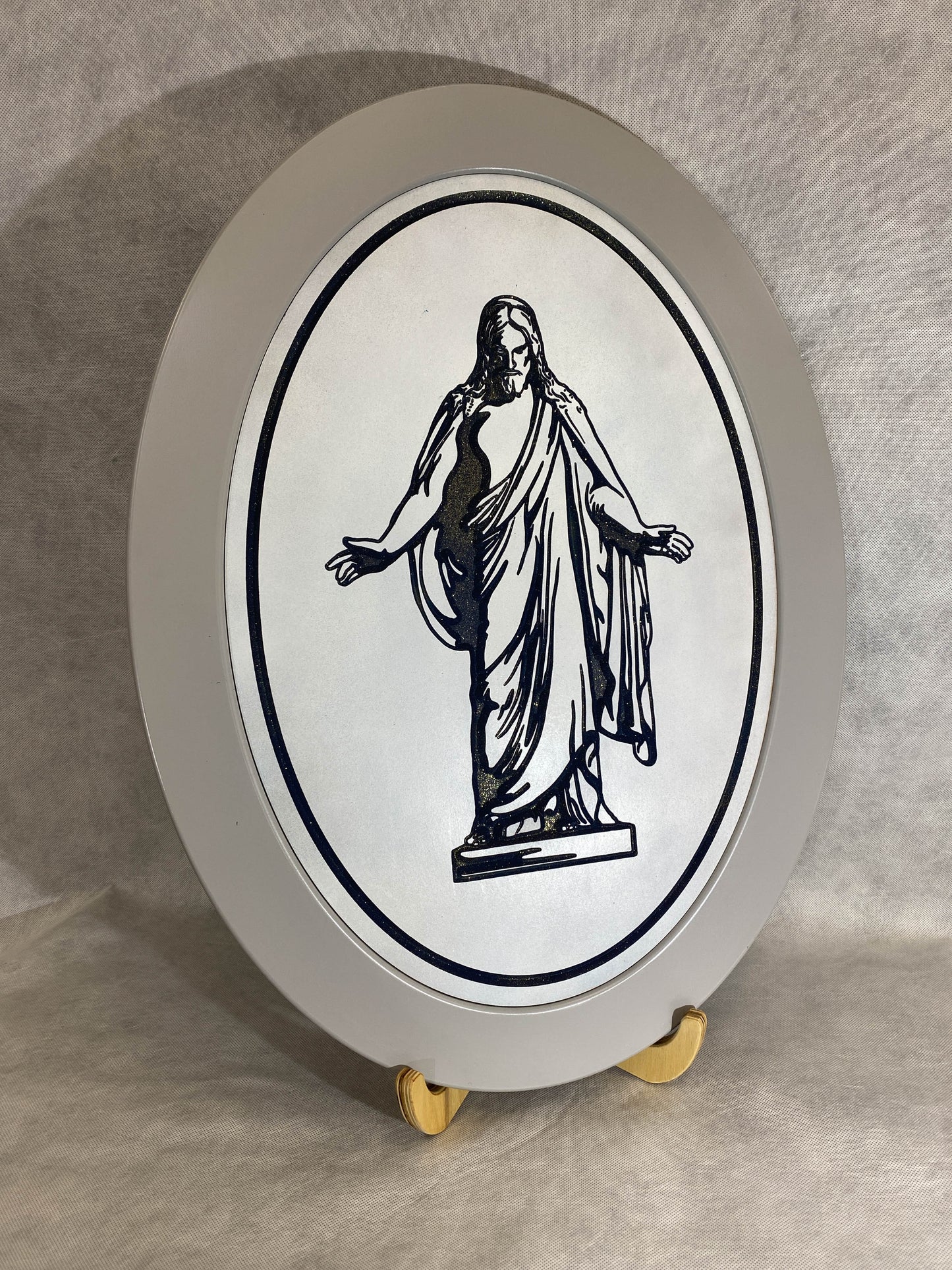 Christus Carving in Oval Frame