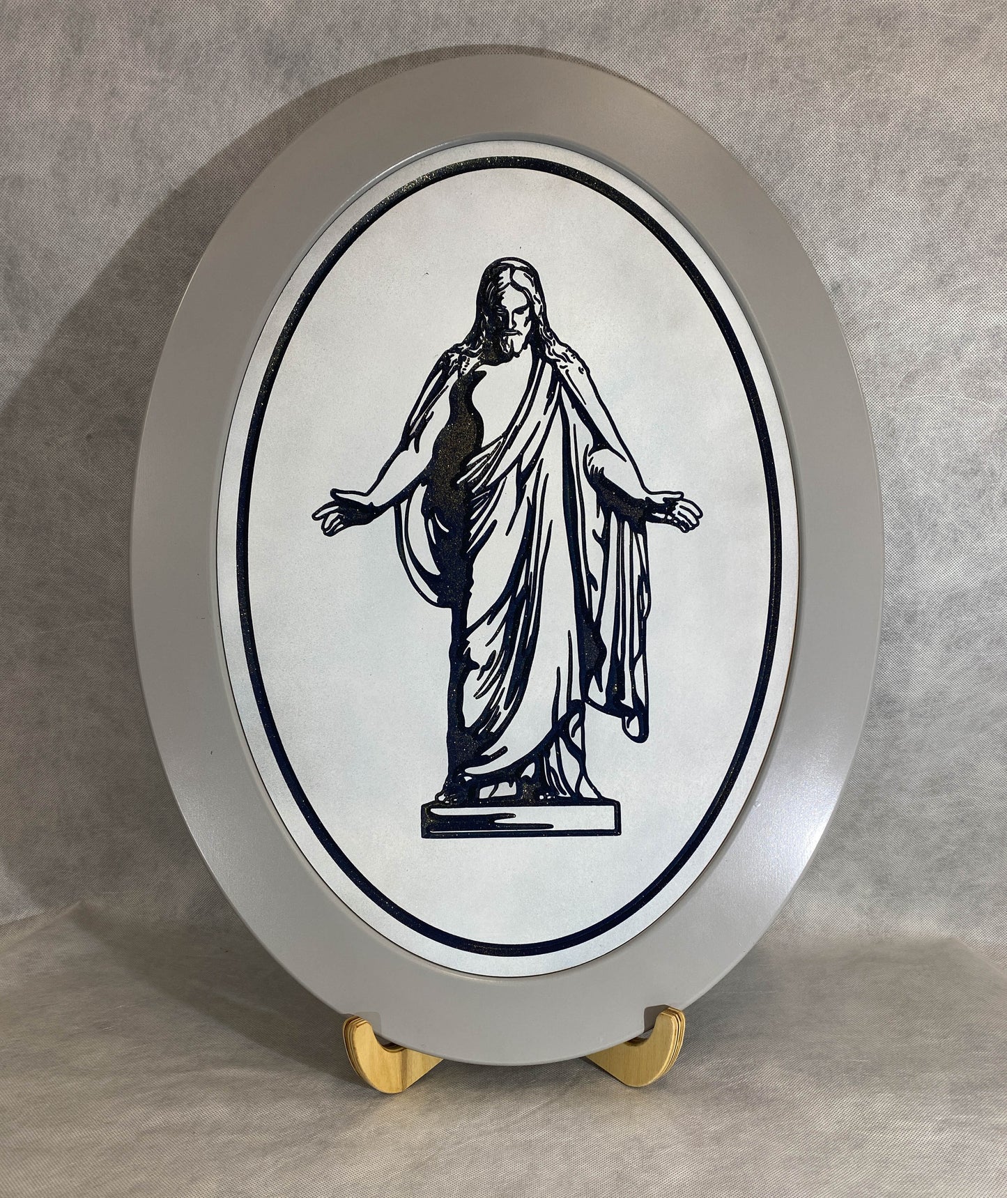 Christus Carving in Oval Frame