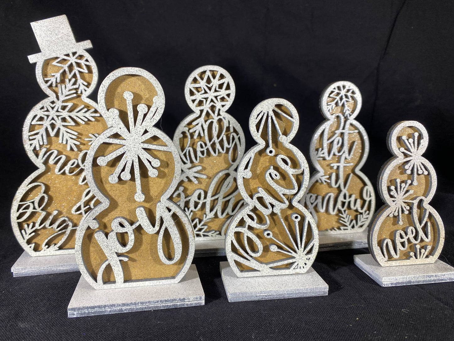 Snowman Family.  Layered laser cut family of 6