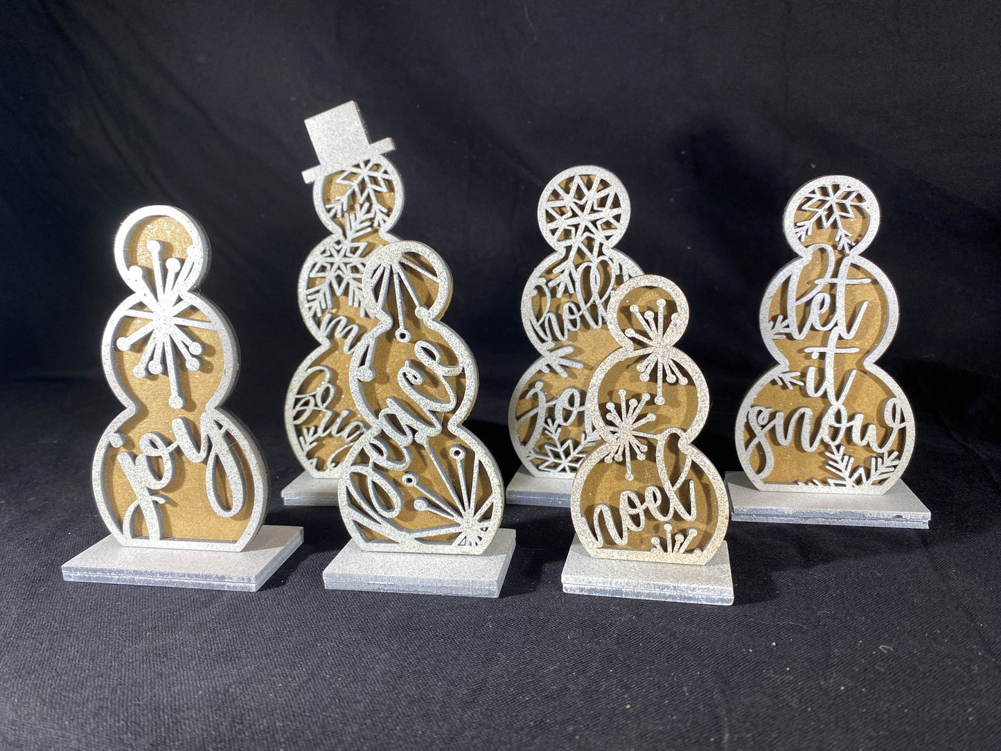 Snowman Family.  Layered laser cut family of 6