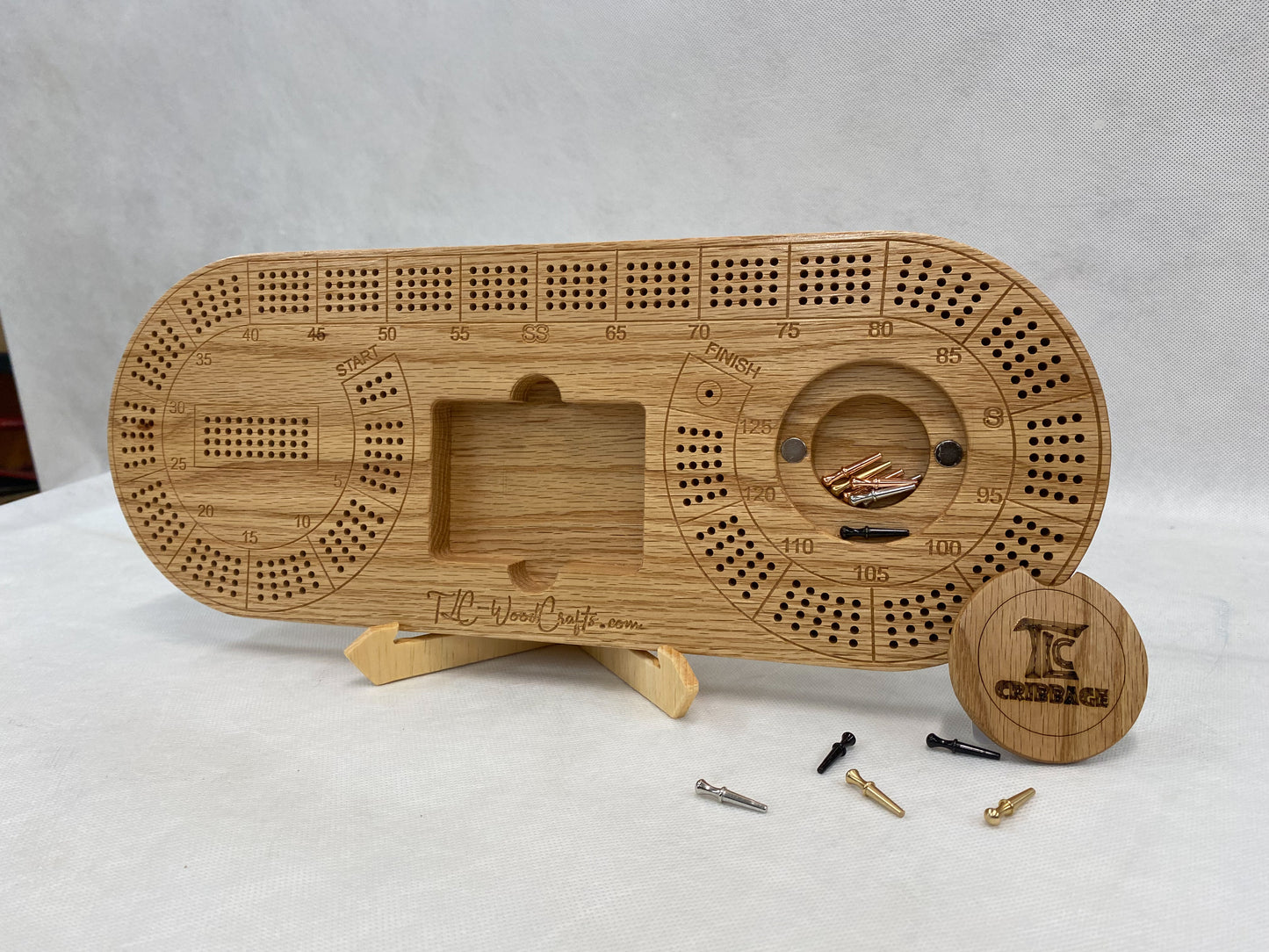 Deluxe four player cribbage board