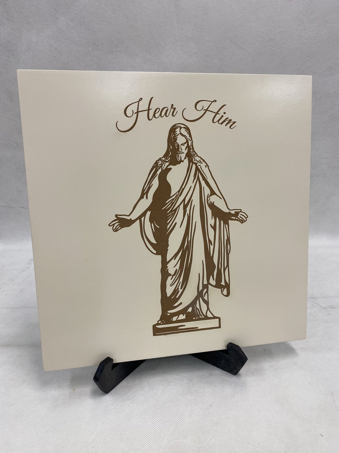 Engraved Christus Wall Art "Hear Him"